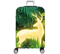 Hiseng Elastique Housse De Valise Luggage Cover pour 18-32 Pouce Valise, Feuille Verte Nordique Protection De Valise Housse Bagage Protecteur Couverture (Cerf doré,XL (29-32 Pouces))