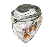 Hiseng Foulards Châles Chic Femmes à Boutons, Mode Couleur Unie Echarpes Triangle Coton pour Femmes, Doux Wrap Automne Hiver Foulard Rétro Noël Chaudes Châles Scarf (148x70cm, Renard peint)