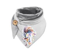 Hiseng Foulards Châles Chic Femmes à Boutons, Mode Couleur Unie Echarpes Triangle Coton pour Femmes, Doux Wrap Automne Hiver Foulard Rétro Noël Chaudes Châles Scarf