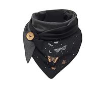 Hiseng Foulards Châles Chic Femmes à Boutons, Mode Couleur Unie Echarpes Triangle Coton pour Femmes, Doux Wrap Automne Hiver Foulard Rétro Noël Chaudes Châles Scarf
