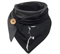 Hiseng Foulards Châles Chic Femmes à Boutons, Mode Echarpes Triangle pour Femmes, Animal Impression Doux Wrap Automne Hiver Foulard Rétro Noël Chaudes Châles Scarf