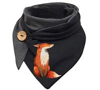 Hiseng Foulards Châles Chic Femmes à Boutons, Mode Echarpes Triangle pour Femmes, Animal Impression Doux Wrap Automne Hiver Foulard Rétro Noël Chaudes Châles Scarf