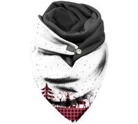 Hiseng Foulards Châles Chic Femmes à Boutons, Mode Echarpes Triangle pour Femmes, Doux Wrap Automne Hiver Foulard Rétro Noël Chaudes Châles Scarf (150x75cm,Style de Noël 10)