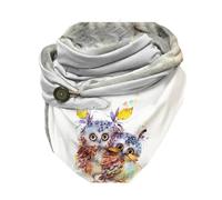 Hiseng Foulards Châles Chic Femmes à Boutons, Mode Echarpes Triangle pour Femmes, Doux Wrap Automne Hiver Foulard Rétro Noël Chaudes Châles Scarf Empreinte d'animal (135x50cm,chouette mignonne)