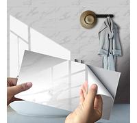 Hiseng Hiser Rectangle Adhésive Décorative à Carreaux pour Salle de Bains et Cuisine Stickers Carrelage, Motif de Marbre 3D Mosaïque Imperméables Adhésive Décoration, 30x15cm (Gris,4Pièces)