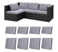 Hiseng Housse Coussin Exterieur Housses de Dossier Salon de Jardin Exterieur Imperméable pour Assise Salon de Jardin, Chaise Meubles en Rotin Terrasse, Balcon, Cour (Gris Clair,8 Pièces)