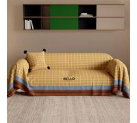 Hiseng Housse de Canapé Jeté de Canapé Décoration, Moderne Housse de lit, Sofa Cover Antidérapante Anti Griffe pour Convient aux Chiens Chats, Meubles (Jaune,180x380cm)