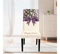 Hiseng Housse de Chaise Floral Pâques Printanier, Housse de Chaise Salleà Manger Extensible Lavable, Housses pour Chaises Maison Hôtel Restaurant Décor (Violet,8 Pieces)