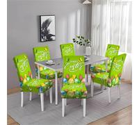Hiseng Housse de Chaise Floral Pâques Printanier, Housse de Chaise Salleà Manger Extensible Lavable, Housses pour Chaises Maison Hôtel Restaurant Décor (Vert,8 Pieces)