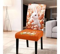 Hiseng Housse de Chaise Joyeuses Pâques, Housse de Chaise Extensible Housses de Chaises Salleà Manger Lavable, Housses pour Chaises Maison Hôtel Restaurant Décor (Orange,6 Pieces)