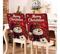 Hiseng Housse de Chaise Noël Lot de 2/4/6/8, Rouge Housse Chaise de Noël Décor 57x46cm Décoration de Couverture Chair, Protège Chair pour Fête des Fêtes (Yéti Rouge 1,Lot de 4)