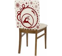 Hiseng Housse de Chaise Noël Lot de 2/4/6/8, Rouge Housse Chaise de Noël Décor 57x46cm Décoration de Couverture Chair, Protège Chair pour Fête des Fêtes (Rouge Blanc 1,Lot de 4)