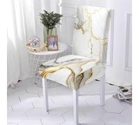 Hiseng Housse de Chaise, Série de Marbre Lot de 6/4/2/1 Housse de Chaise Extensible, Housse de Chaise Salle à Manger Lavable, Housse pour Chaise Maison, Hôtel, Restaurant, Décor (Or,4 Pieces)