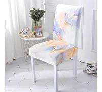 Hiseng Housse de Chaise, Série de Marbre Lot de 6/4/2/1 Housse de Chaise Extensible, Housse de Chaise Salle à Manger Lavable, Housse pour Chaise Maison, Hôtel, Restaurant, Décor (Blanc,6 Pieces)