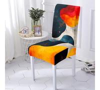 Hiseng Housse de Chaise, Série de Marbre Lot de 6/4/2/1 Housse de Chaise Extensible, Housse de Chaise Salle à Manger Lavable, Housse pour Chaise Maison, Hôtel, Restaurant, Décor (Multicolore,6 Pieces)
