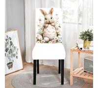 Hiseng Housse de Chaise Style de Pâques, Housse de Chaise Salle à Manger Extensible Housse Chaise Lavable, Couvre Chaise pour Hôtel, Restaurant Décor (Lapin,6 Pieces)