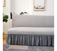 Hiseng Housse de Clic Clac Élastique Canapé avec Jupe 2/3 Places, Housse de Canapé sans Bras Extensible Antidérapant Universel Tout Couvert Canapé-lit Pliant Protecteur (Gris Clair,150-190cm)