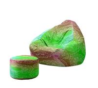 Hiseng Housse Pouf Poire avec Repose Pied sans Remplissage S M L XL XXL, Housse de Pouf Poire Sac Haricots Poire avec Rangement pour Enfants Adultes Tissus Lavables (Mandalas 2,80x90cm)