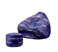 Hiseng Housse Pouf Poire avec Repose Pied sans Remplissage S M L XL XXL Housse de Pouf Poire Sac Haricots Poire avec Rangement Lavables pour Enfants Adultes, Ciel étoilé Imprimé (Violet,100x120cm)