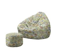 Hiseng Housse Pouf Poire avec Repose Pied sans Remplissage S M L XL XXL Housse de Pouf Poire Sac Haricots Poire avec Rangement Lavables pour Enfants Adultes, Exotisme Bohème (Floral,90x110cm)