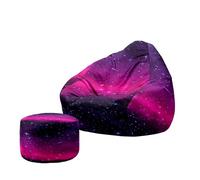 Hiseng Housse Pouf Poire avec Repose Pied sans Remplissage S M L XL XXL Housse de Pouf Poire Sac Haricots Poire avec Rangement Lavables pour Enfants Adultes, Ciel étoilé Imprimé (Galaxie,130x150cm)