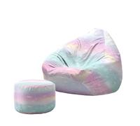 Hiseng Housse Pouf Poire avec Repose Pied sans Remplissage S M L XL XXL Housse de Pouf Poire Sac Haricots Poire avec Rangement Lavables pour Enfants Adultes, Ciel étoilé Imprimé (Onirique,80x90cm)