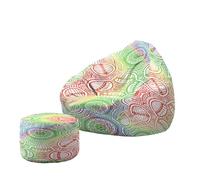 Hiseng Housse Pouf Poire avec Repose Pied sans Remplissage S M L XL XXL, Housse de Pouf Poire Sac Haricots Poire avec Rangement pour Enfants Adultes Tissus Lavables (Mandalas 7,100x120cm)