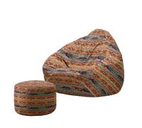 Hiseng Housse Pouf Poire avec Repose Pied sans Remplissage S M L XL XXL Housse de Pouf Poire Sac Haricots Poire avec Rangement Lavables pour Enfants Adultes, Exotisme Bohème (Totem,90x110cm)