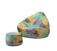 Hiseng Housse Pouf Poire avec Repose Pied sans Remplissage S M L XL XXL, Housse de Pouf Poire Sac Haricots Poire avec Rangement pour Enfants Adultes Tissus Lavables (Mandalas 10,100x120cm)