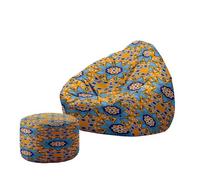 Hiseng Housse Pouf Poire avec Repose Pied sans Remplissage S M L XL XXL, Housse de Pouf Poire Sac Haricots Poire avec Rangement pour Enfants Adultes Tissus Lavables (Mandalas 4,100x120cm)