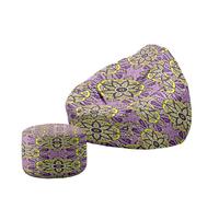 Hiseng Housse Pouf Poire avec Repose Pied sans Remplissage S M L XL XXL, Housse de Pouf Poire Sac Haricots Poire avec Rangement pour Enfants Adultes Tissus Lavables (Mandalas 6,130x150cm)