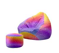 Hiseng Housse Pouf Poire avec Repose Pied sans Remplissage S M L XL XXL Housse de Pouf Poire Sac Haricots Poire avec Rangement Lavables pour Enfants Adultes, Ciel étoilé Imprimé (Jaune,90x110cm)