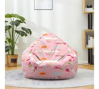 Hiseng Housse Pouf Poire Vide S M L XL XXL, Chat Motif Housse de Pouf Poire sans Remplissage Poire avec Rangement Sac Haricots pour Enfants Adultes Lavables Amovible, Salon Chambre (Rose,100x120cm)