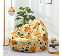 Hiseng Housse Pouf Poire Vide S M L XL XXL Housse de Pouf Poire sans Remplissage Poire avec Rangement Sac Haricots pour Enfants Adultes Lavables Amovible Salon, Motifs Fruits (Minimaliste,70x80cm)