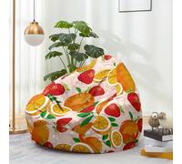 Hiseng Housse Pouf Poire Vide S M L XL XXL Housse de Pouf Poire sans Remplissage Poire avec Rangement Sac Haricots pour Enfants Adultes Lavables Amovible Salon, Motifs Fruits (Fraise,130x150cm)
