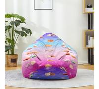Hiseng Housse Pouf Poire Vide S M L XL XXL, Housse de Pouf Poire sans Remplissage Poire avec Rangement Sac Haricots pour Enfants Adultes Lavables Amovible, Princesse Style (Coquillage,130x150cm)