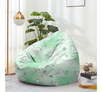 Hiseng Housse Pouf Poire Vide S M L XL XXL Housse de Pouf Poire sans Remplissage Poire avec Rangement Sac Haricots pour Enfants Adultes Lavables Amovible Salon, Méduse Imprimé (Vert,100x120cm)