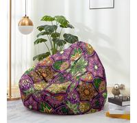 Hiseng Housse Pouf Poire Vide S M L XL XXL, Housse de Pouf Poire sans Remplissage Poire avec Rangement Sac Haricots pour Enfants Adultes Tissus Lavables Amovible (Mandalas 1,100x120cm)