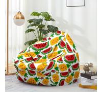 Hiseng Housse Pouf Poire Vide S M L XL XXL Housse de Pouf Poire sans Remplissage Poire avec Rangement Sac Haricots pour Enfants Adultes Lavables Amovible Salon, Motifs Fruits (Dessin animé,130x150cm)