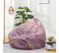 Hiseng Housse Pouf Poire Vide S M L XL XXL Housse de Pouf Poire sans Remplissage Poire avec Rangement Sac Haricots pour Enfants Adultes Lavables Amovible Salon, Moderne Marbre (Violet,130x150cm)