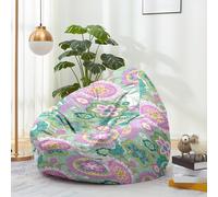 Hiseng Housse Pouf Poire Vide S M L XL XXL, Housse de Pouf Poire sans Remplissage Poire avec Rangement Sac Haricots pour Enfants Adultes Tissus Lavables Amovible (Mandalas 9,90x110cm)