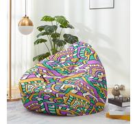 Hiseng Housse Pouf Poire Vide S M L XL XXL, Housse de Pouf Poire sans Remplissage Poire avec Rangement Sac Haricots pour Enfants Adultes Tissus Lavables Amovible (Mandalas 3,100x120cm)