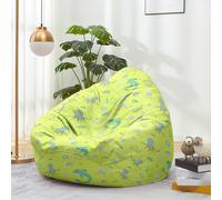 Hiseng Housse Pouf Poire Vide S M L XL XXL Housse de Pouf Poire sans Remplissage Poire avec Rangement Sac Haricots pour Enfants Adultes Lavables Amovible Salon, Méduse Imprimé (Dauphin,130x150cm)