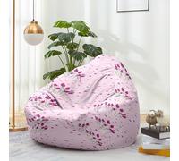 Hiseng Housse Pouf Poire Vide S M L XL XXL Housse de Pouf Poire sans Remplissage Poire avec Rangement Sac Haricots pour Enfants Adultes Lavables Amovible Salon, Lavande Imprimé (Rose,90x110cm)