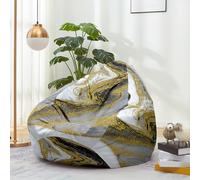 Hiseng Housse Pouf Poire Vide S M L XL XXL Housse de Pouf Poire sans Remplissage Poire avec Rangement Sac Haricots pour Enfants Adultes Lavables Amovible Salon, Moderne Marbre (Noir,100x120cm)