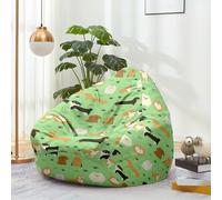Hiseng Housse Pouf Poire Vide S M L XL XXL Housse de Pouf Poire sans Remplissage Poire avec Rangement Sac Haricots pour Enfants Adultes Lavables Amovible Salon, Chien Mignon (Vert,70x80cm)