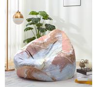 Hiseng Housse Pouf Poire Vide S M L XL XXL Housse de Pouf Poire sans Remplissage Poire avec Rangement Sac Haricots pour Enfants Adultes Lavables Amovible Salon, Moderne Marbre (Cristal,80x90cm)