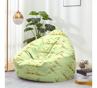 Hiseng Housse Pouf Poire Vide S M L XL XXL Housse de Pouf Poire sans Remplissage Poire avec Rangement Sac Haricots pour Enfants Adultes Lavables Amovible Salon, Abeilles Imprimé (Plantes,130x150cm)