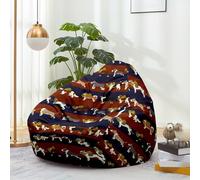 Hiseng Housse Pouf Poire Vide S M L XL XXL Housse de Pouf Poire sans Remplissage Poire avec Rangement Sac Haricots pour Enfants Adultes Lavables Amovible Salon, Chien Mignon (Rayures,100x120cm)