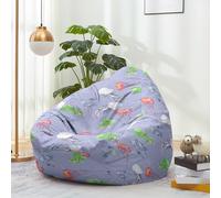 Hiseng Housse Pouf Poire Vide S M L XL XXL Housse de Pouf Poire sans Remplissage Poire avec Rangement Sac Haricots pour Enfants Adultes Lavables Amovible Salon, Méduse Imprimé (Violet,70x80cm)